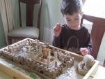 Catechism Student with Model of Ancient Jerusalem